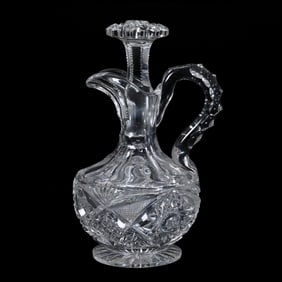 Footed Cruet Bottle, ABCG, Signed Libbey Corinthian