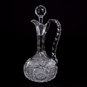 Decanter, Handled, American Brilliant Cut Glass