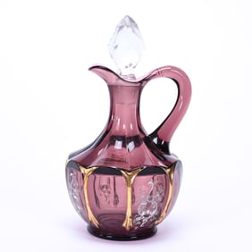 Cruet Bottle, Lavender Pattern Glass