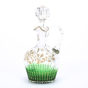 Cruet Bottle, Clear Shading To Emerald, BPCG