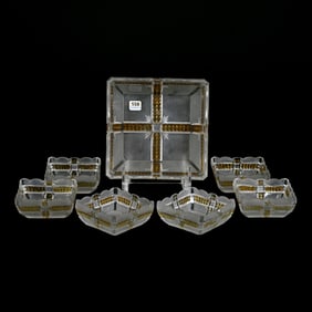 Berry Set, Klondike Pattern Glass, Amber Highlights