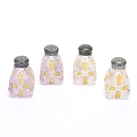 (4) Salt/Pepper Shakers, Klondike Pattern Glass