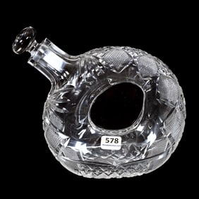 Rum Jug, Donut Shape, American Brilliant Cut Glass