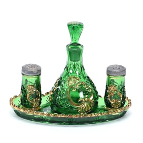 Condiment Set, Four Piece, Green Croesus