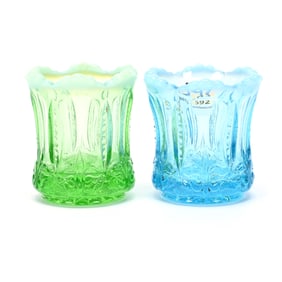 (2) Toothpick Holders, Iris With Meander