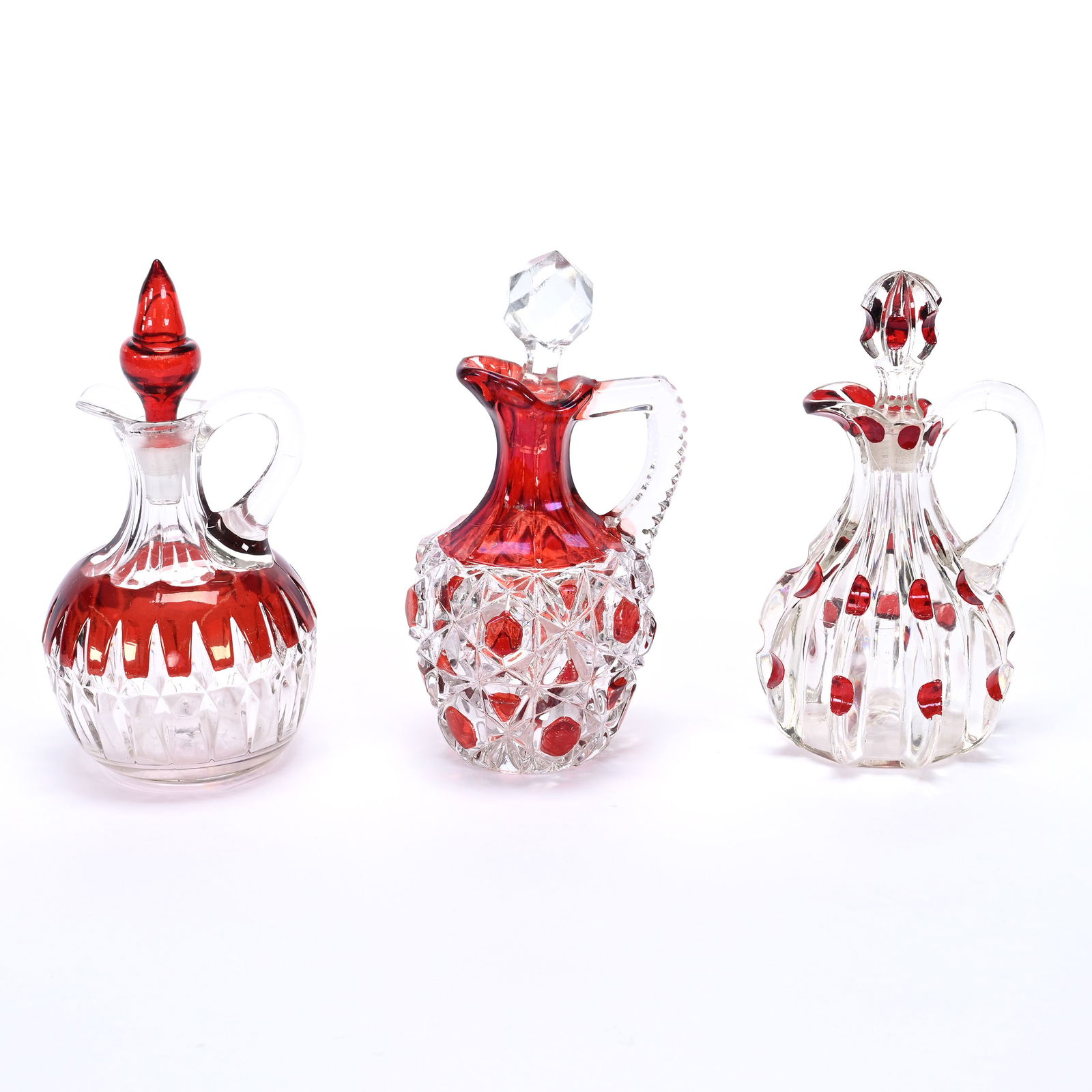 (3) Cruet Bottles, Ruby Flash (1 of 7)