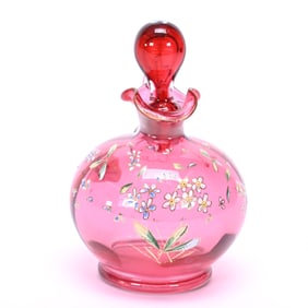 Cruet Bottle, Cranberry Art Glass