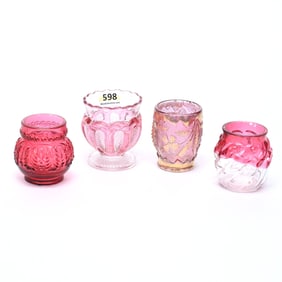 (4) Toothpick Holders, Pattern Glass