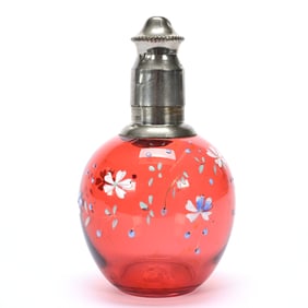 Perfume Bottle, Cranberry Art Glass
