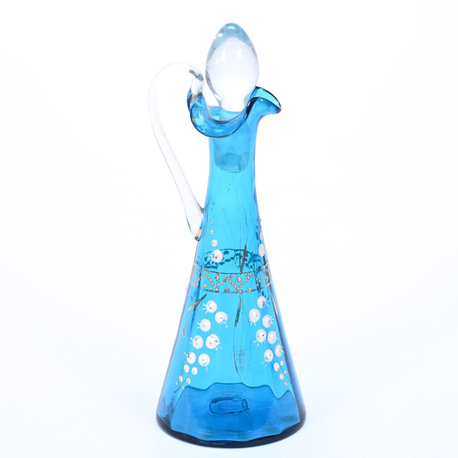 Cruet Bottle, Blue Optic Rib Art Glass (1 of 4)