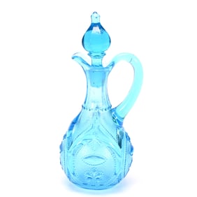 Cruet Bottle, Blue Pattern Glass