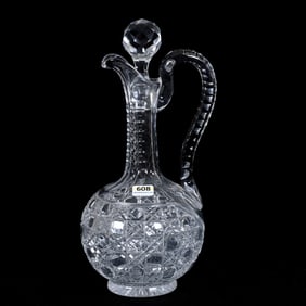 Decanter, Handled, American Brilliant Cut Glass