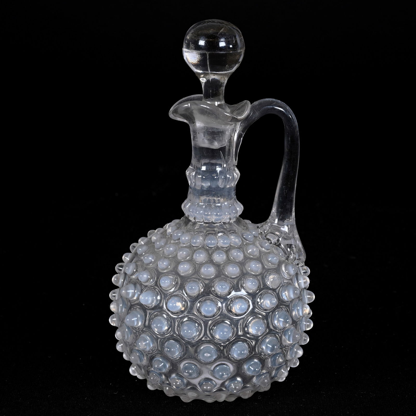 Cruet Bottle, Clear Opalescent Hobnail Pattern Glass (1 of 3)