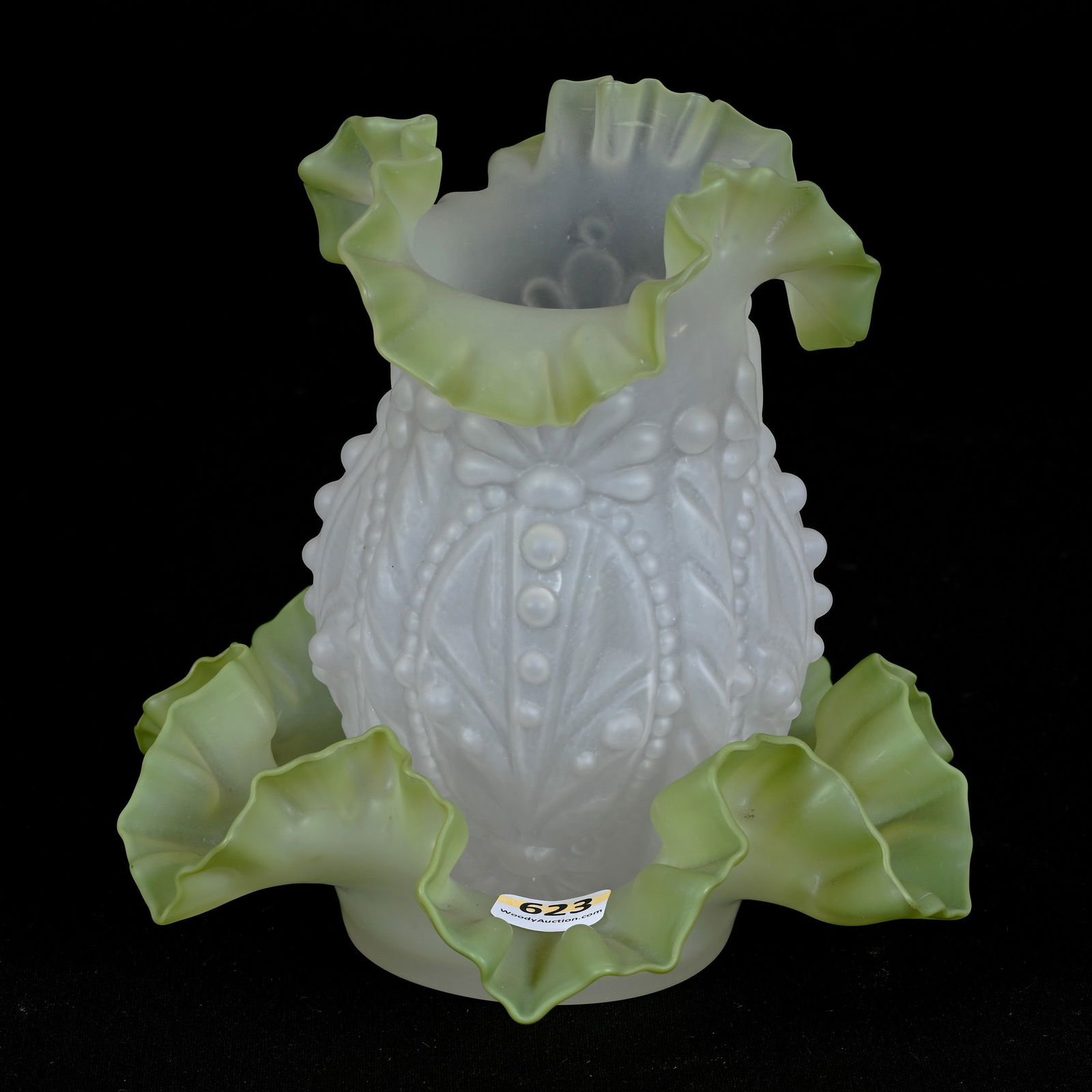 Fairy Lamp, Frosted Green & White Shade & Bowl (1 of 3)