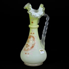 Ewer, Green Satin Art Glass
