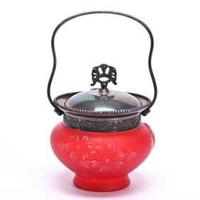 Sugar Bowl, Pigeon Blood Coreopsis Pattern