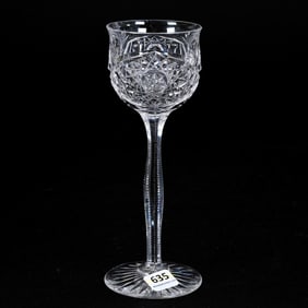 Wine Stem, American Brilliant Cut Glass, Signed Libbey