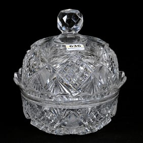 Covered Mushroom Dish, American Brilliant Cut Glass