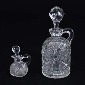 (2) Cruet Bottles, Pattern Glass