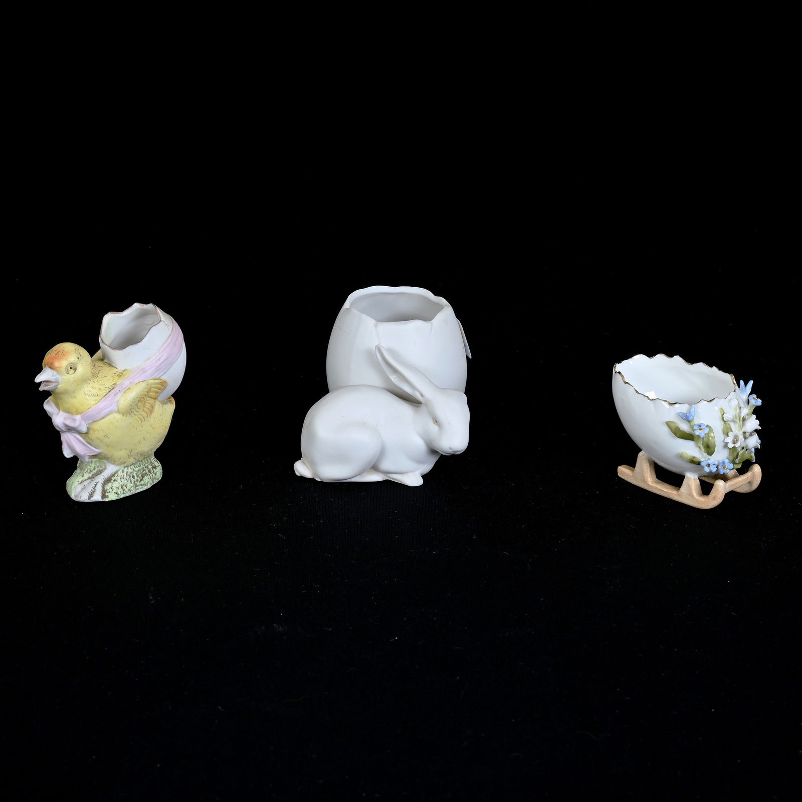 (3) Assorted Easter Style Toothpick Holders: (3) Assorted Easter Style Toothpick Holders, See Photos For Details, Private Illinois Collection.