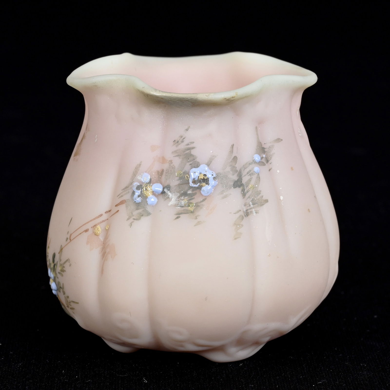 Toothpick Holder, Decorated Burmese Art Glass (1 of 4)