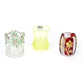 (3) Toothpick Holders, Pattern Glass