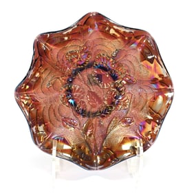 Bowl, Carnival Glass, Pansy By Imperial