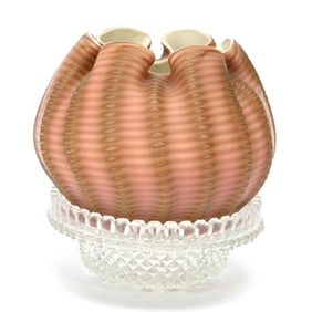 Converted Fairy Lamp, Satin Pullup Art Glass