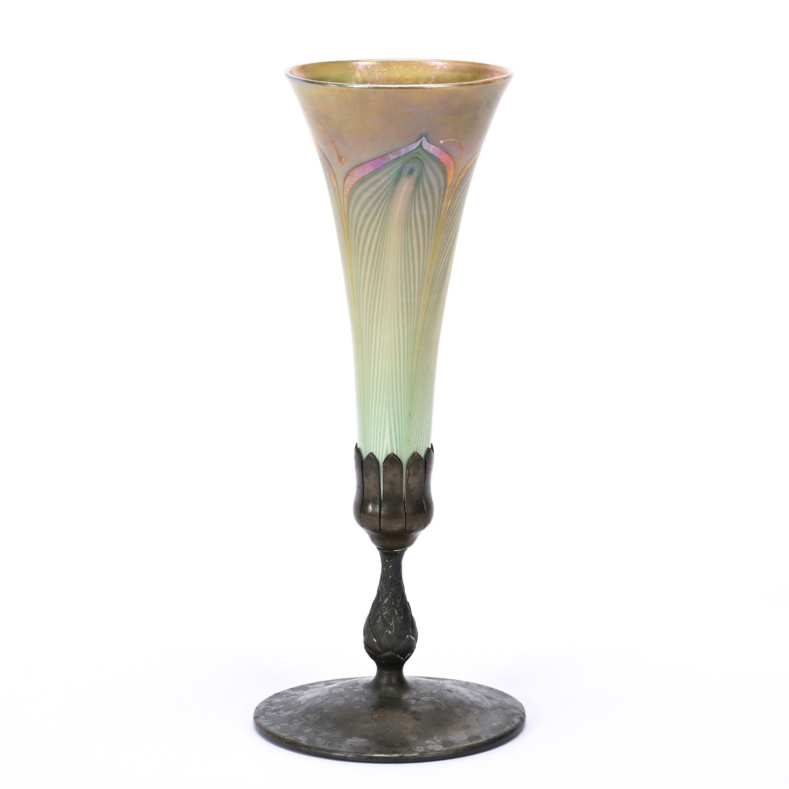 Trumpet Vase Signed LCT Art Glass (1 of 4)
