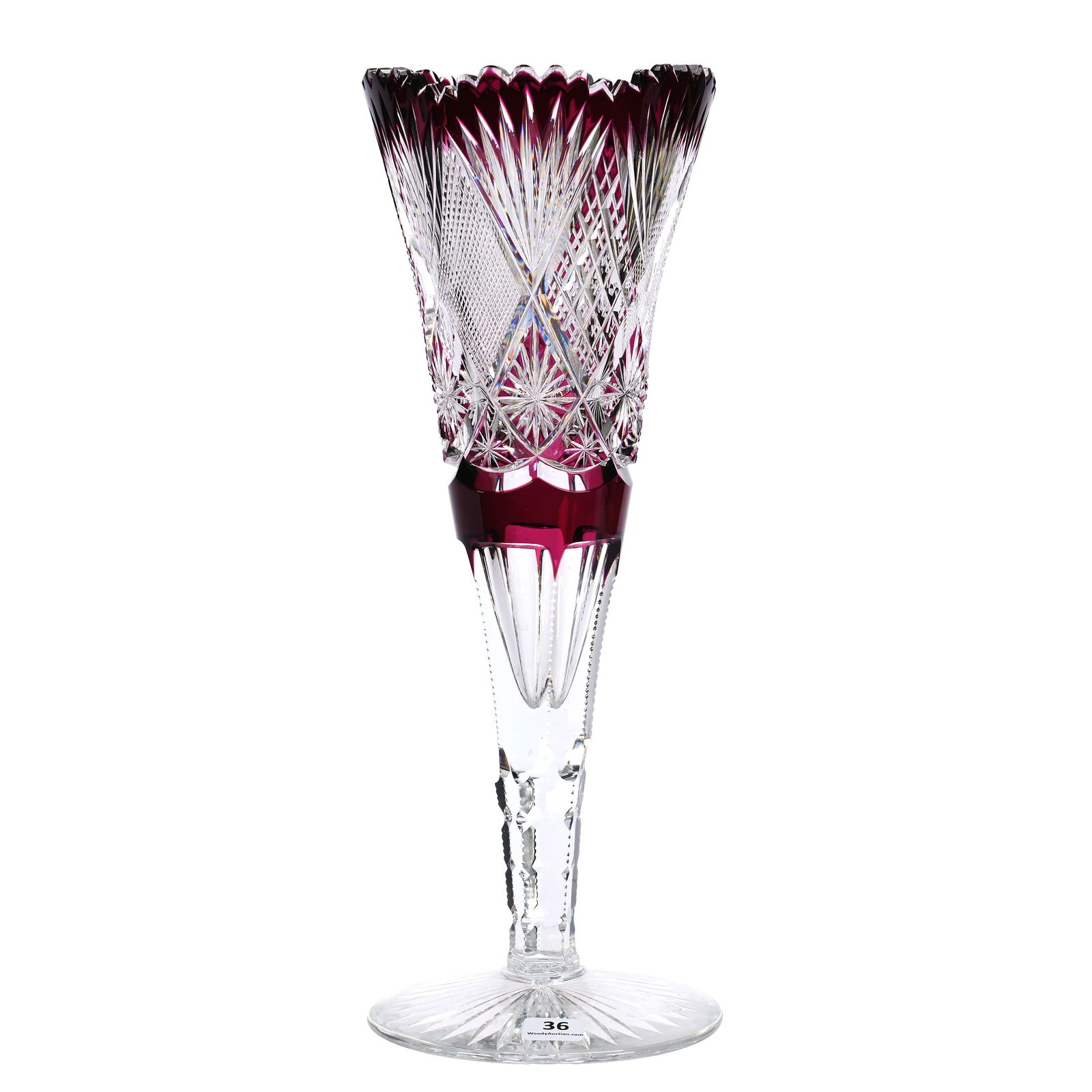 Trumpet Vase, BPCG, Amethyst Cut To Clear (1 of 3)