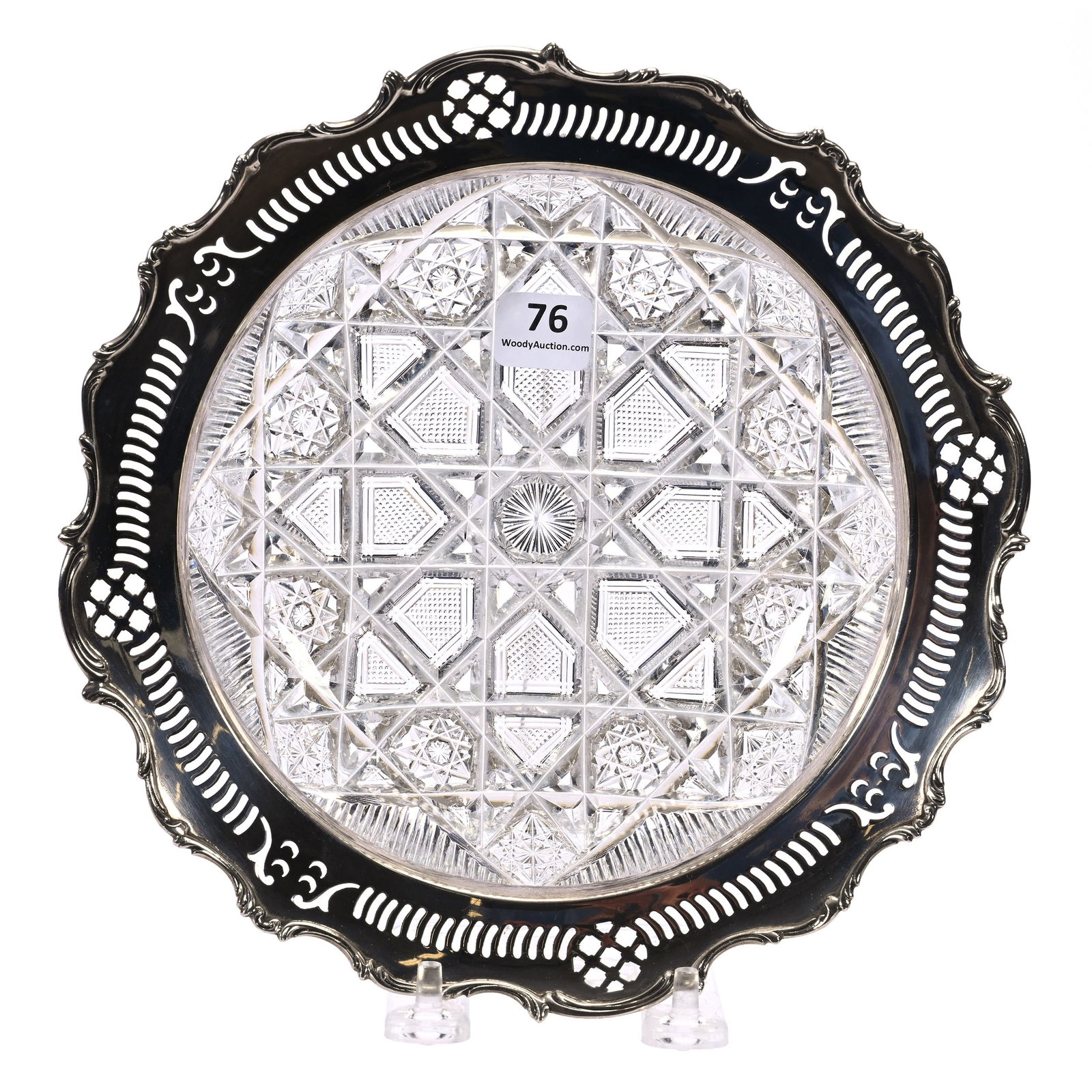 Bowl, American Brilliant Cut Glass, Sterling Rim (1 of 4)