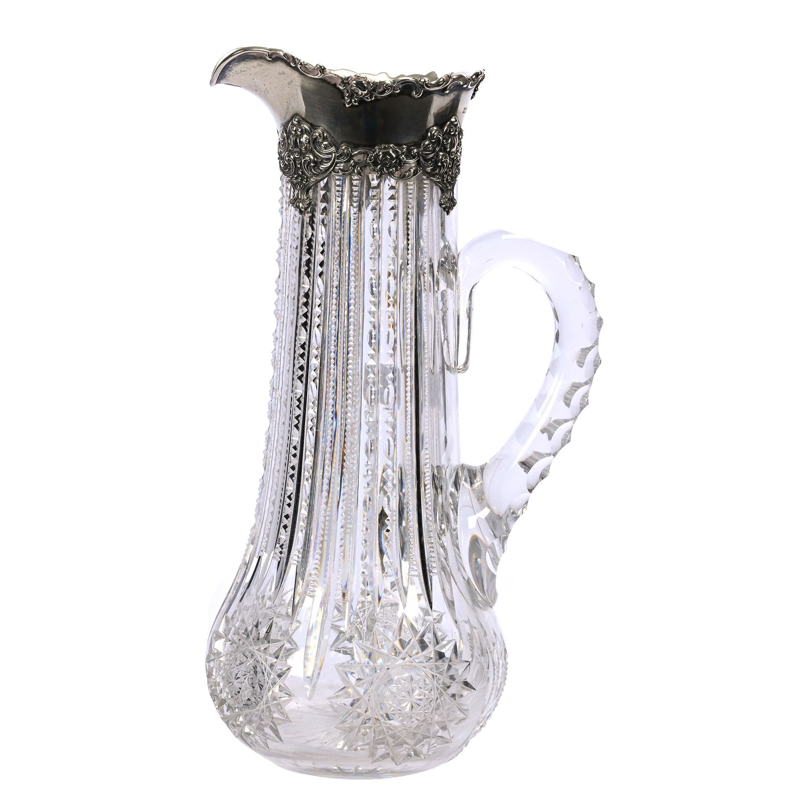 Tankard, American Brilliant Cut Glass, Sterling Rim (1 of 5)