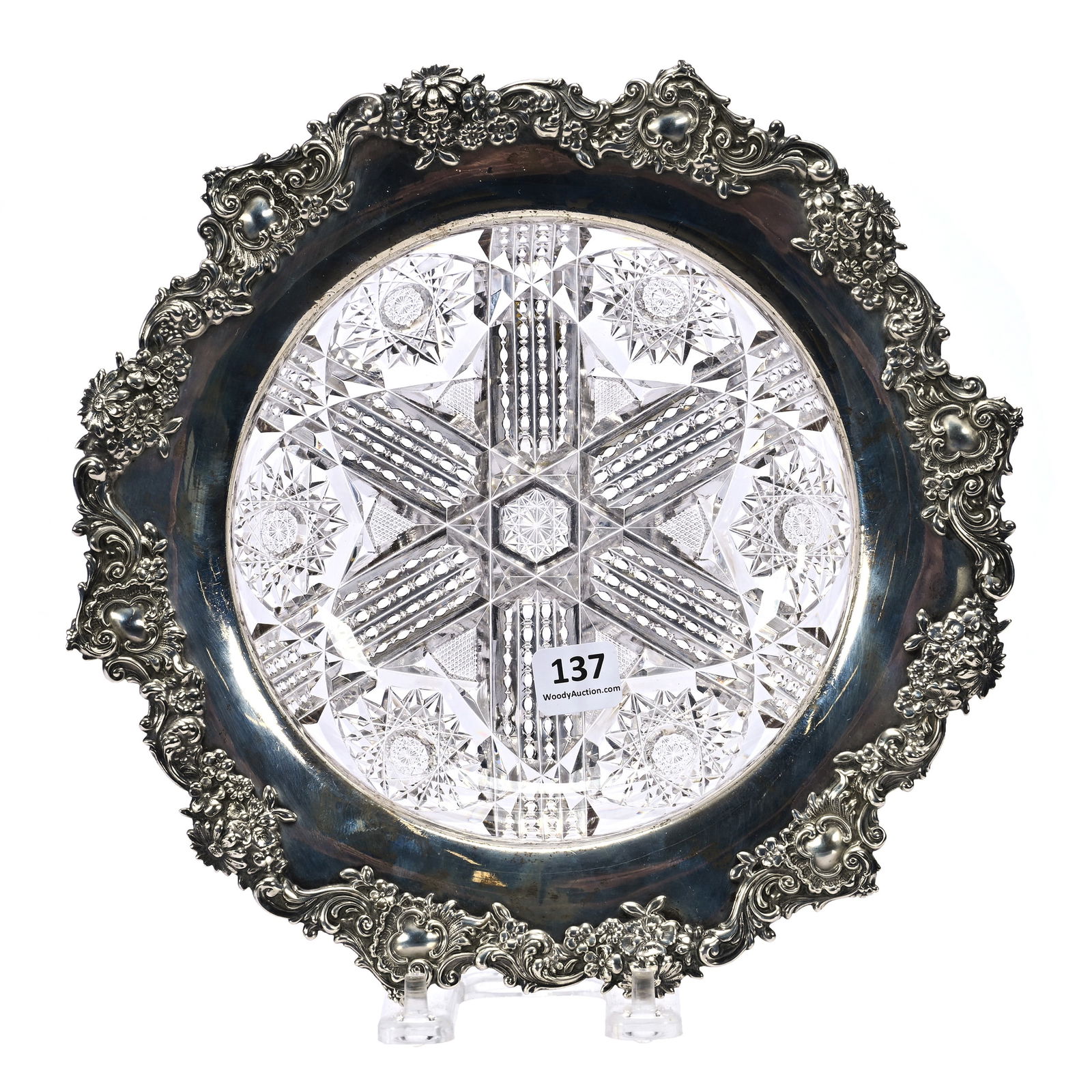 Bowl, American Brilliant Cut Glass, Sterling Rim (1 of 4)