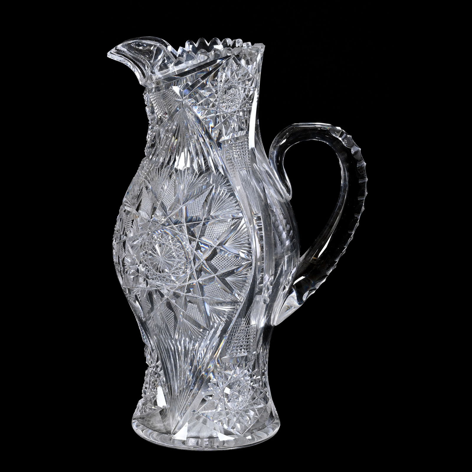 Bulbous Pitcher, American Brilliant Cut Glass (1 of 3)