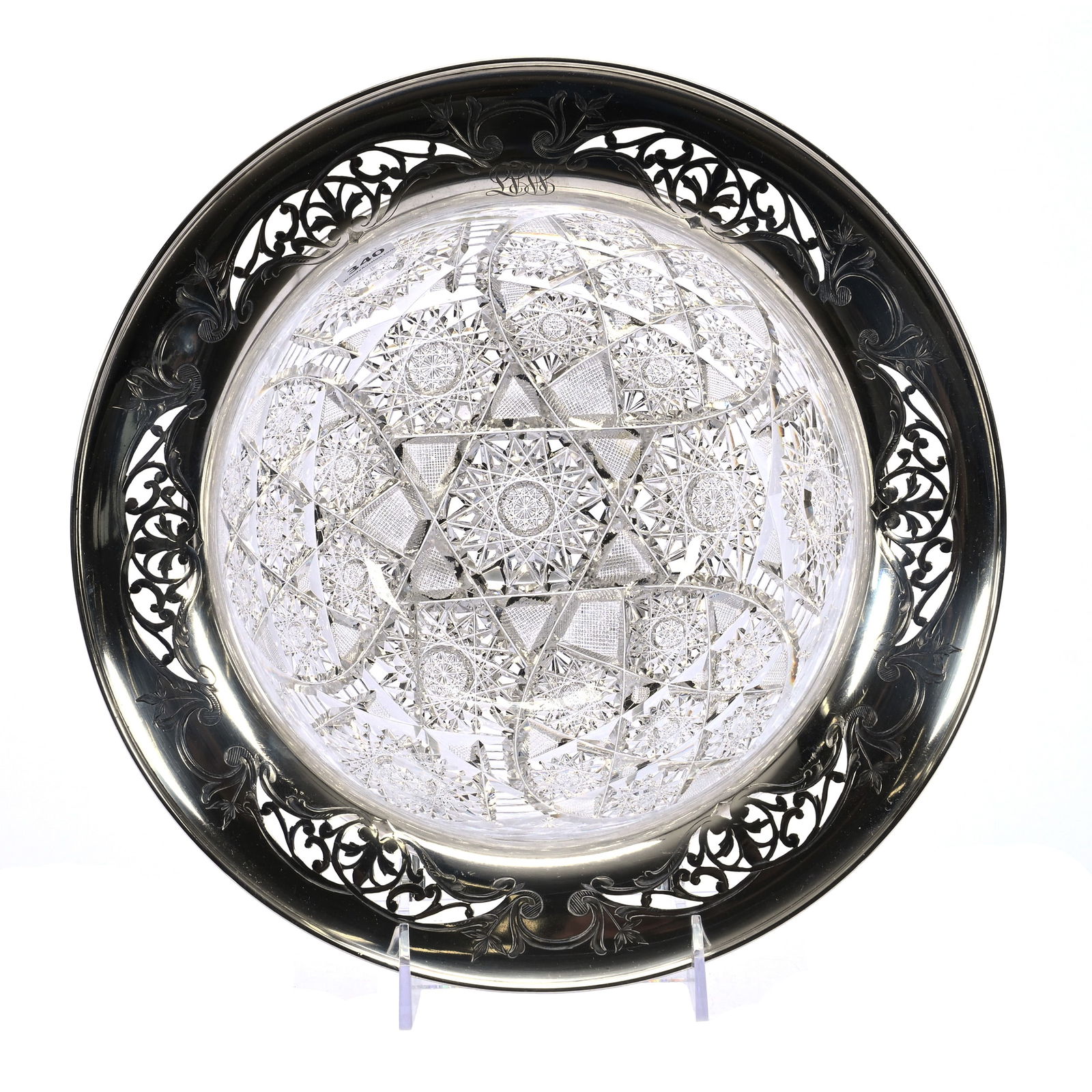 Bowl, American Brilliant Cut Glass, Sterling Silver Rim (1 of 5)