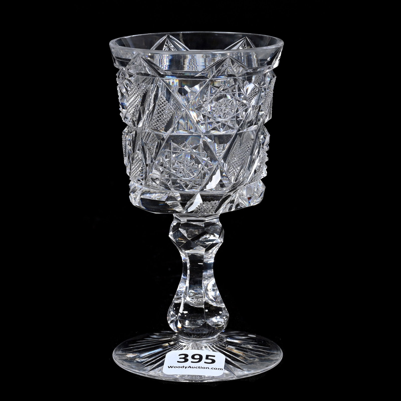 Wine Stem, ABCG, Signed Egginton: Wine Stem, American Brilliant Cut Glass, Signed Egginton, 4.75" x 2.5", Comet Type Pattern, Ray Cut Foot, Nice Quality, IN Private Collection.