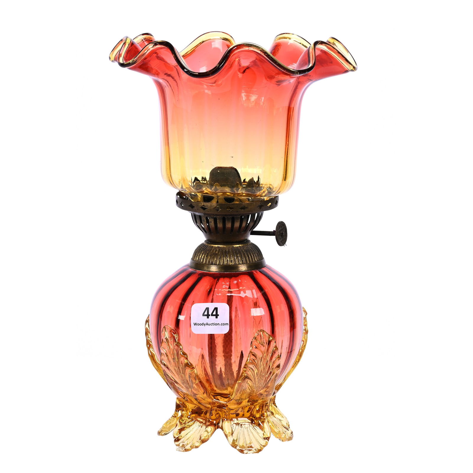 Miniature Lamp, Amberina Optic Rib Art Glass (1 of 5)