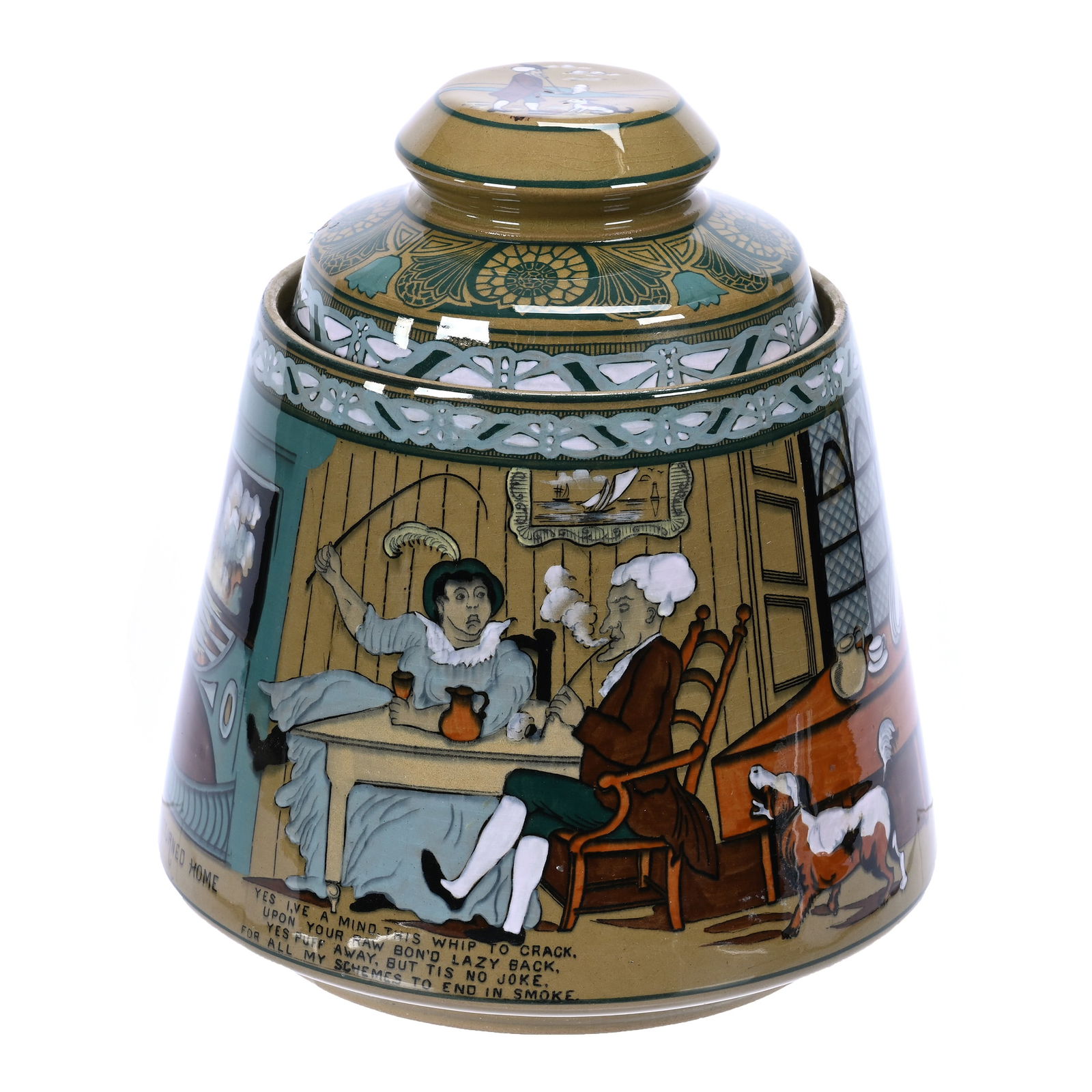 Humidor Marked Buffalo Pottery Emerald Deldare Ware (1 of 4)