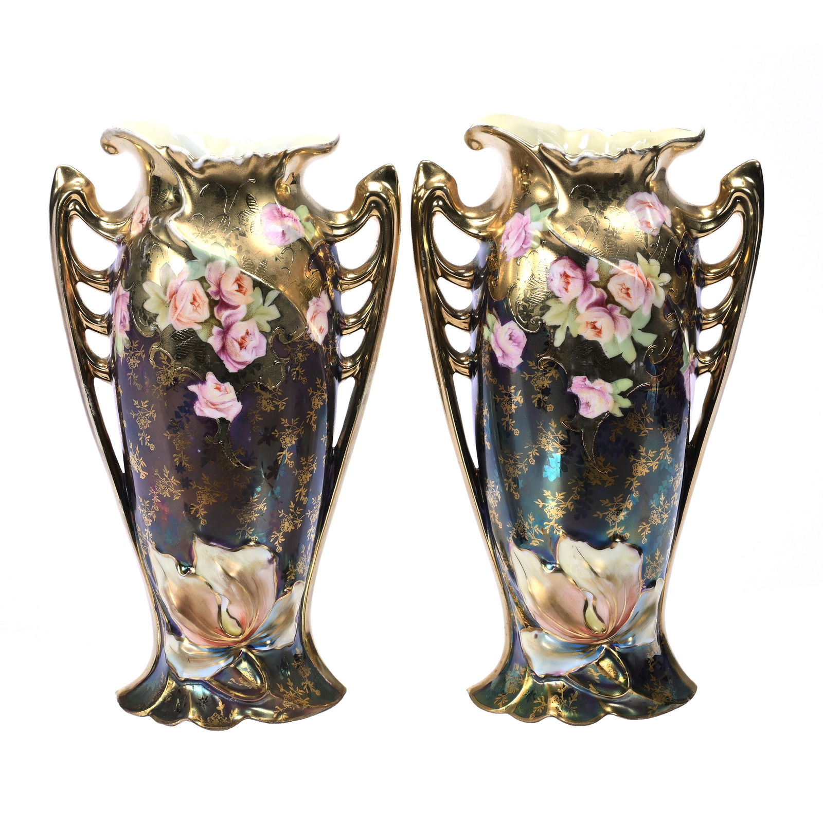 Pair Vases Marked Royal Vienna (R.S. Prussia) (1 of 3)
