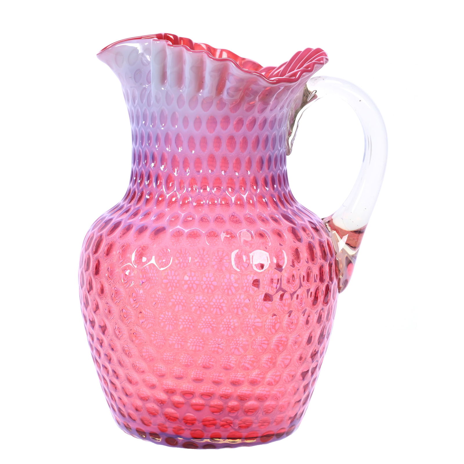 Pitcher, Cranberry Opalescent Art Glass (1 of 4)