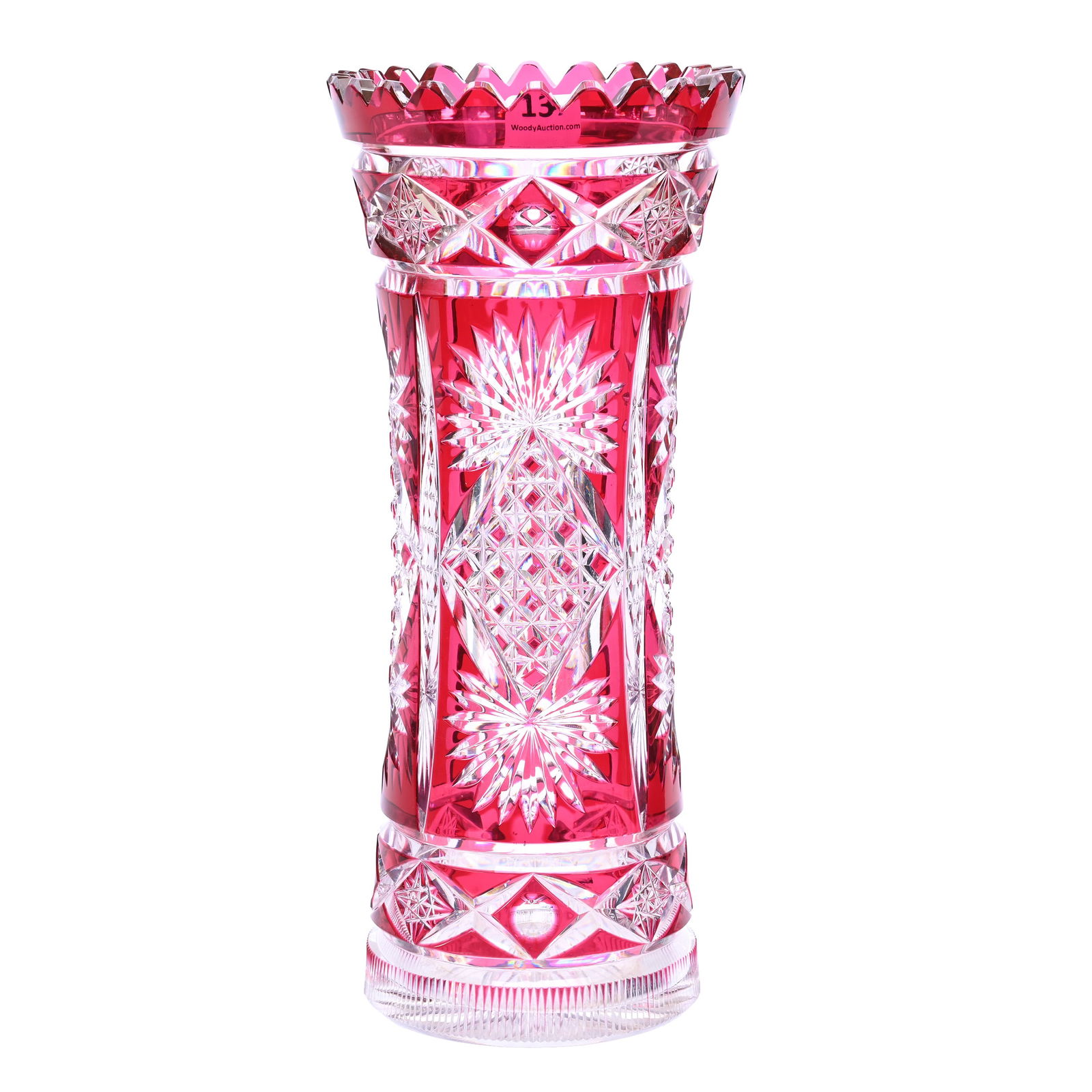 Corset Vase, BPCG, Cranberry Cut To Clear (1 of 3)