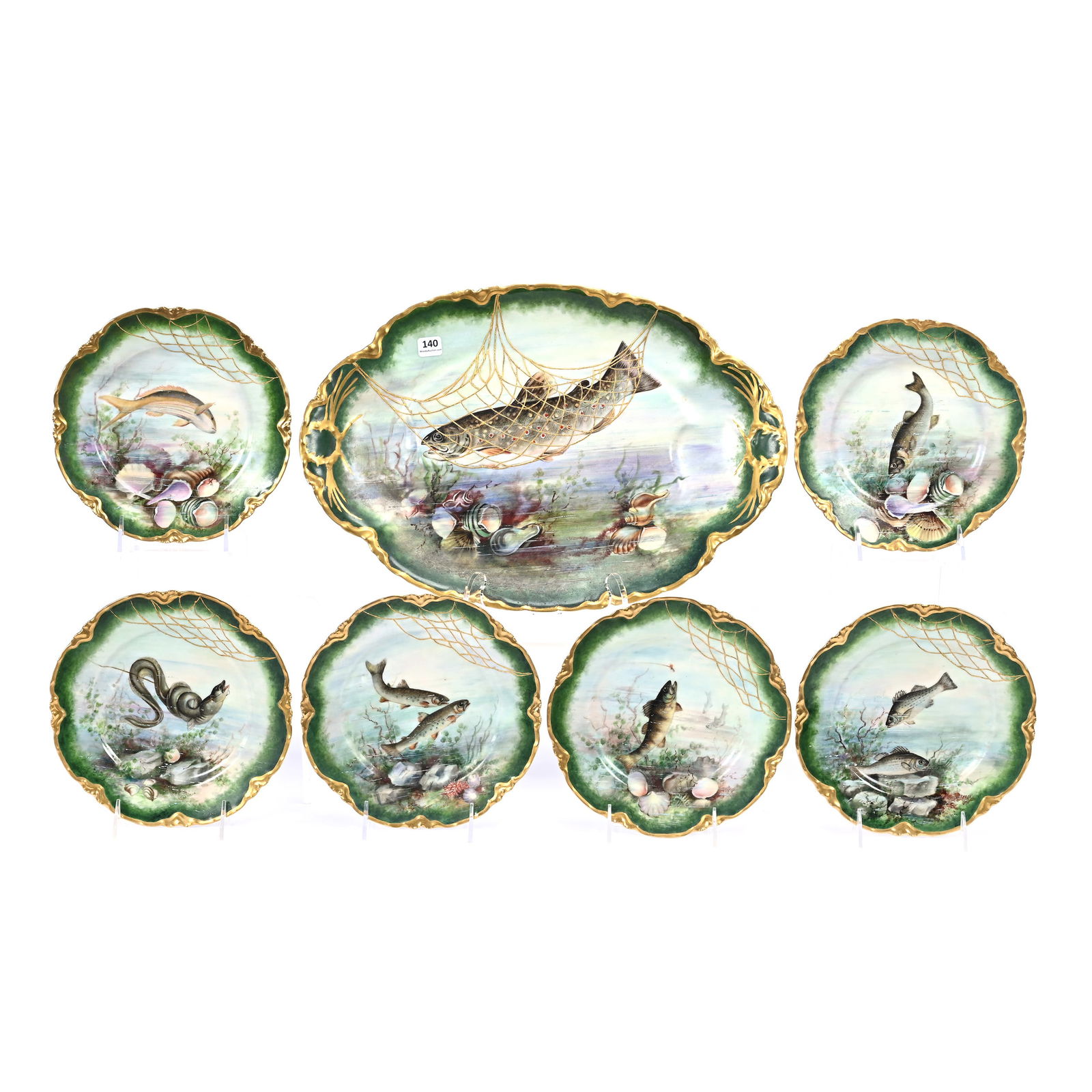 Fish Set, Seven Piece, Marked H & C Limoges (1 of 2)