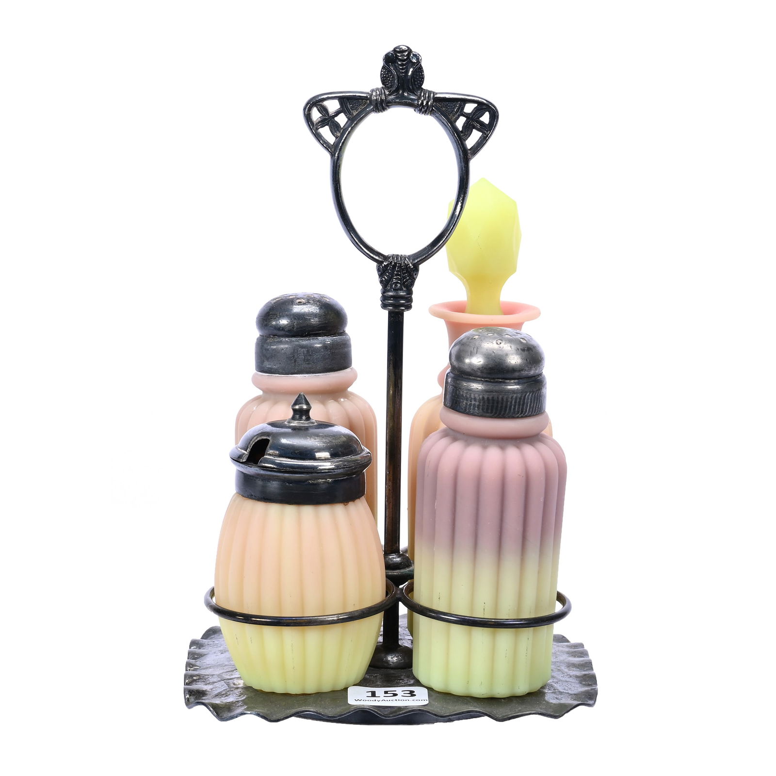 Condiment Set, Mt. Washington Burmese Art Glass (1 of 3)