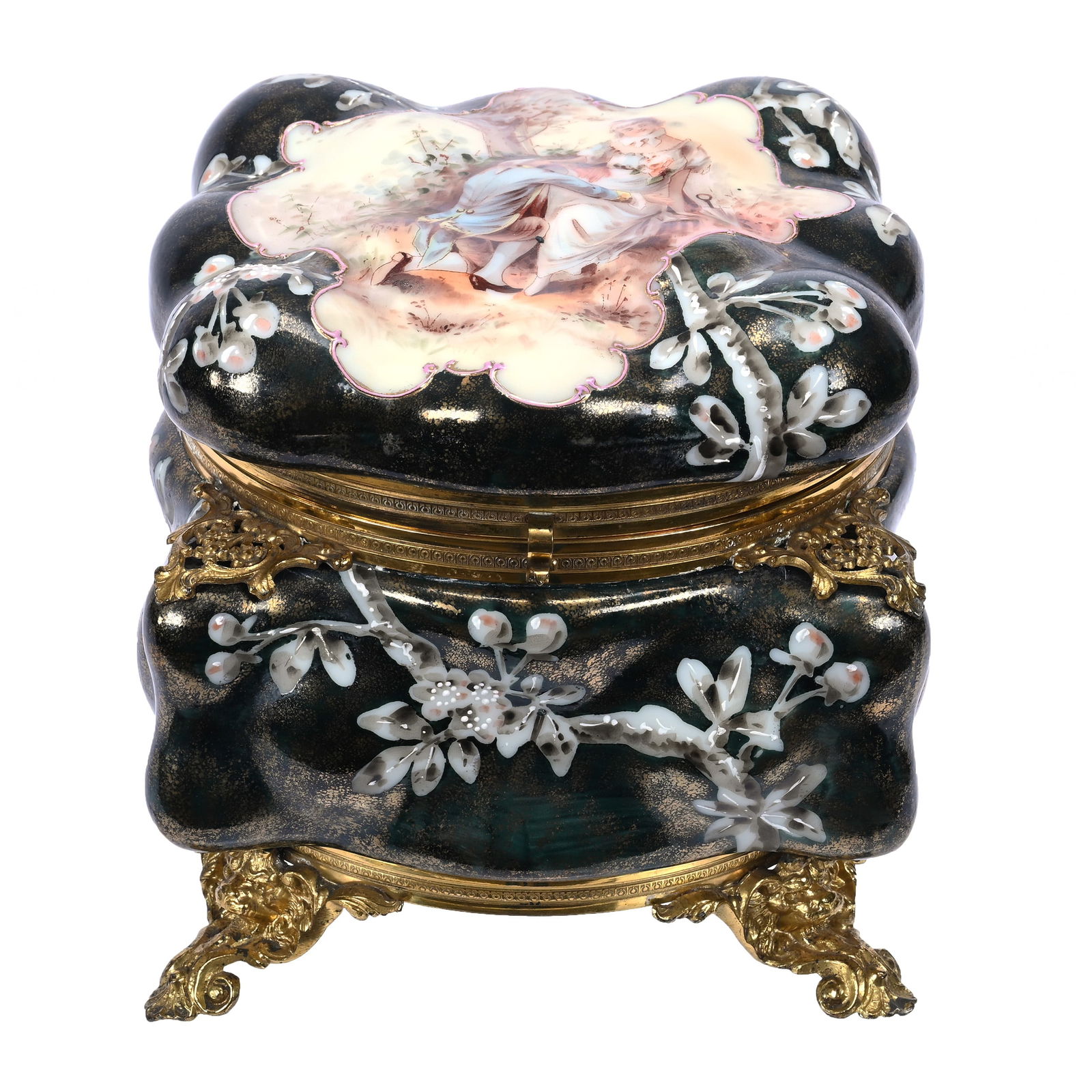 Dresser Box, Unmarked Wave Crest Art Glass (1 of 4)