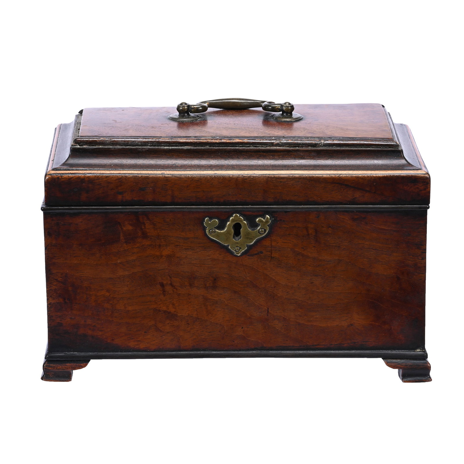 Tea Caddy, English Mahogany 18th Century: Tea Caddy, English Mahogany 18th Century, 6.5" x 10.5" x 5.25", Missing One Edge Trim Piece, Jerry House Estate.