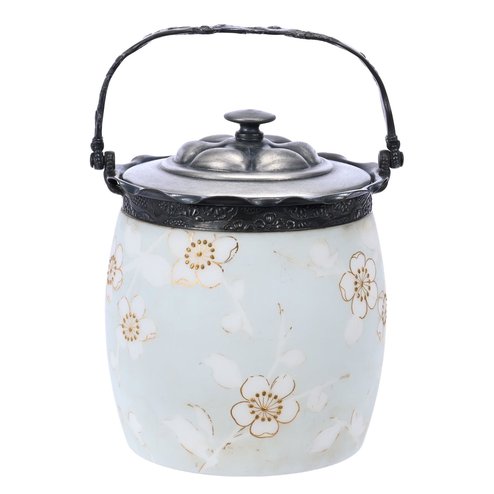 Biscuit Jar Marked Smith Brothers Art Glass (1 of 3)