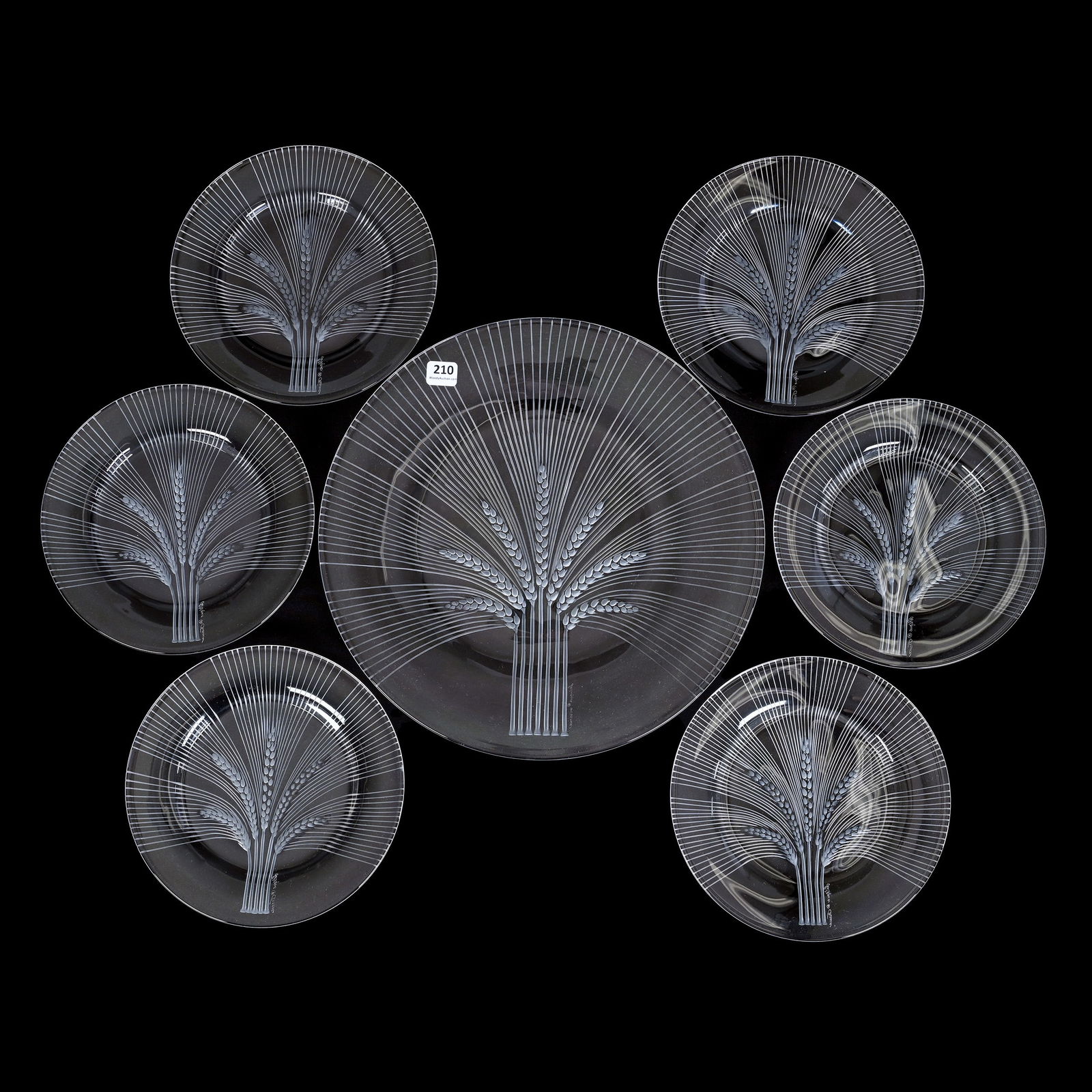Lunch Set Signed Lalique France, Verneuil Pattern (1 of 3)