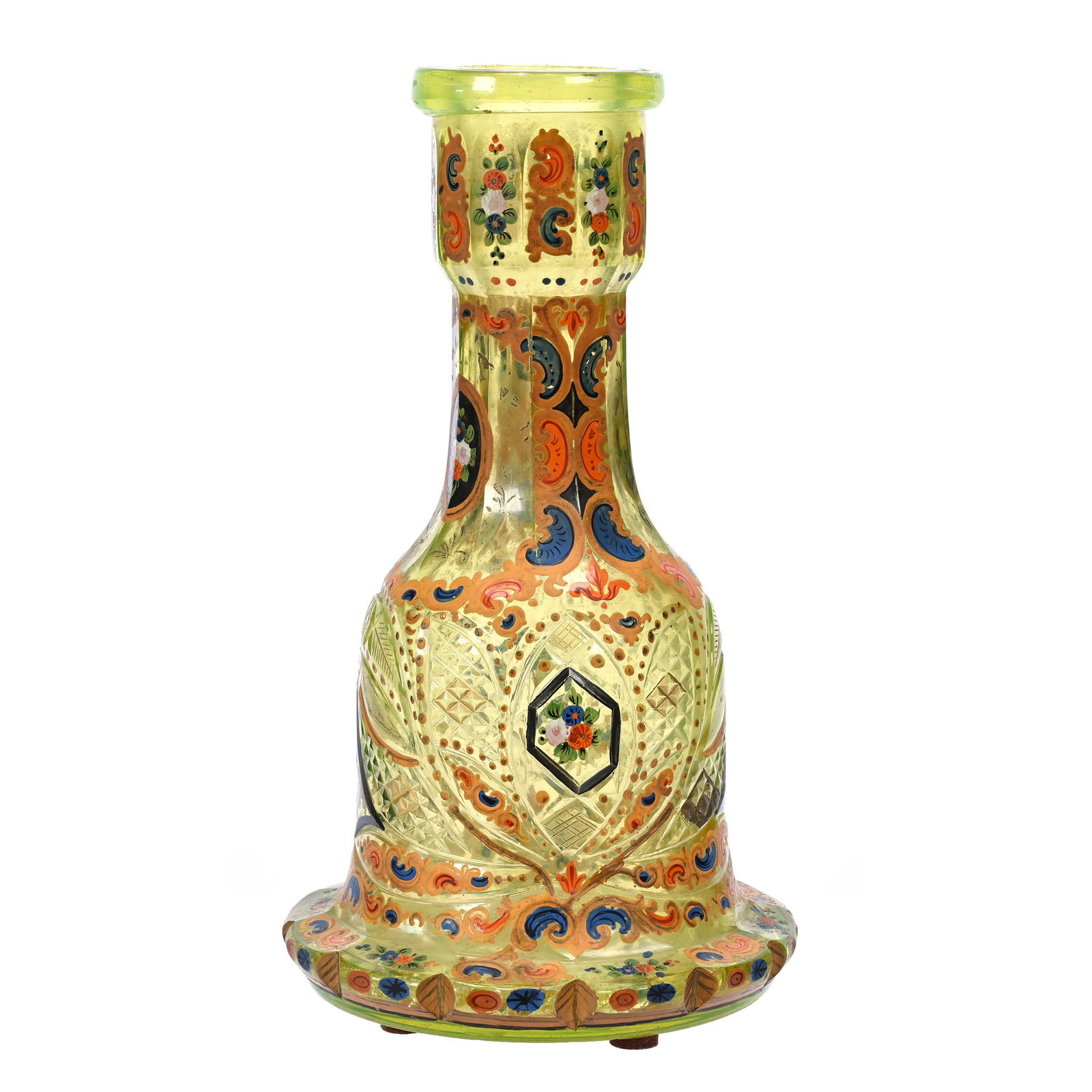 Hookah Base, Bohemian Solid Uranium/Vaseline Art Glass (1 of 4)