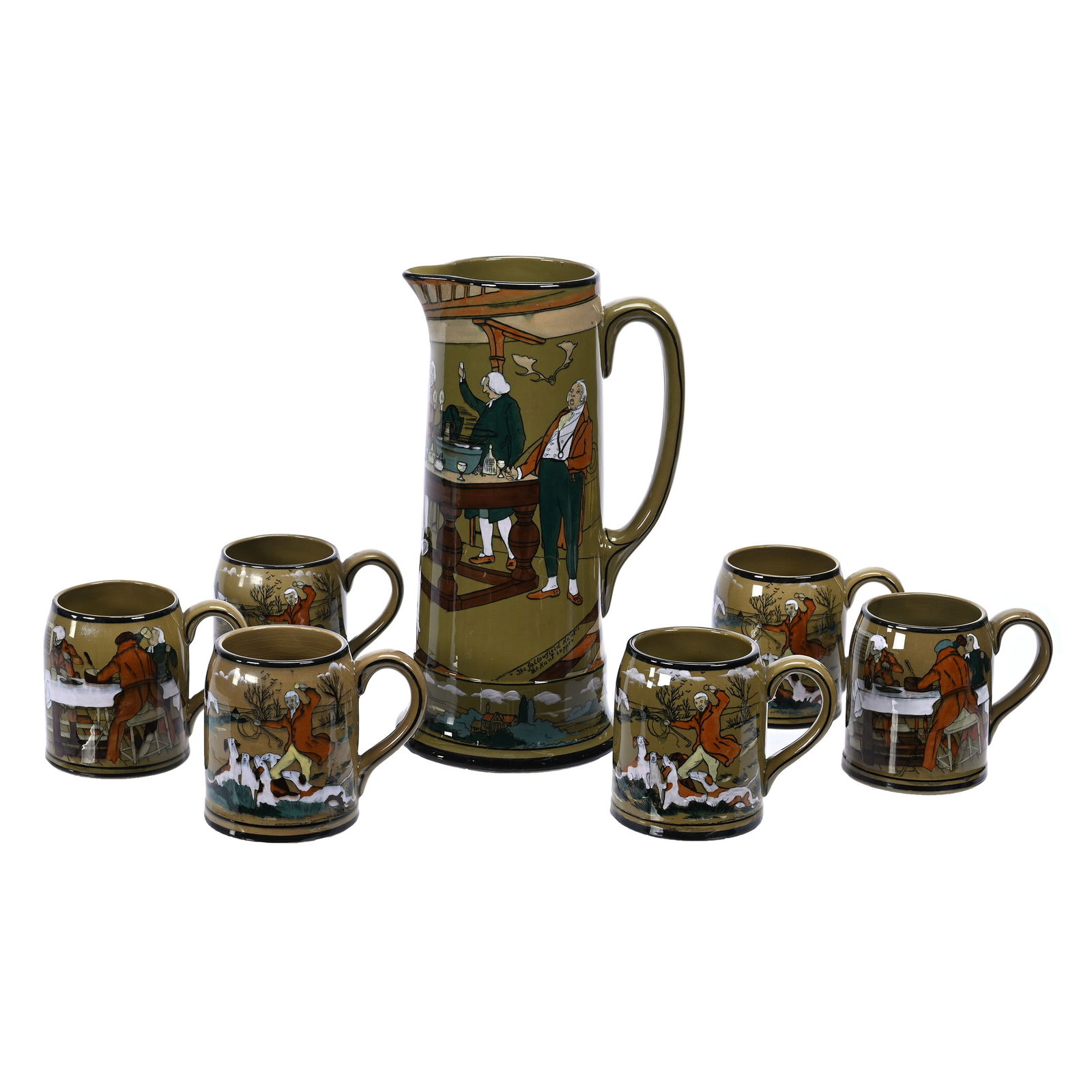 Tankard Set Marked Buffalo Pottery Deldare Ware (1 of 4)