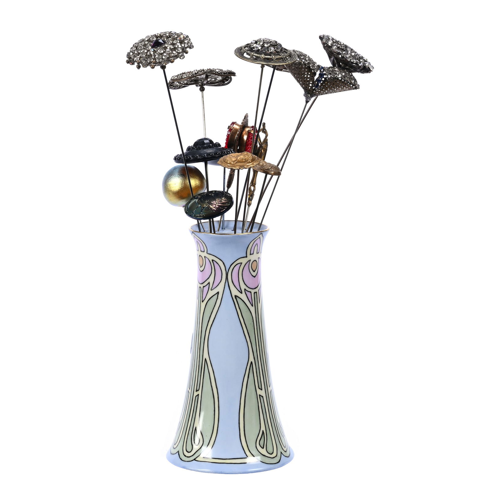 Hatpin Holder & (14) Vintage Hatpins (1 of 4)